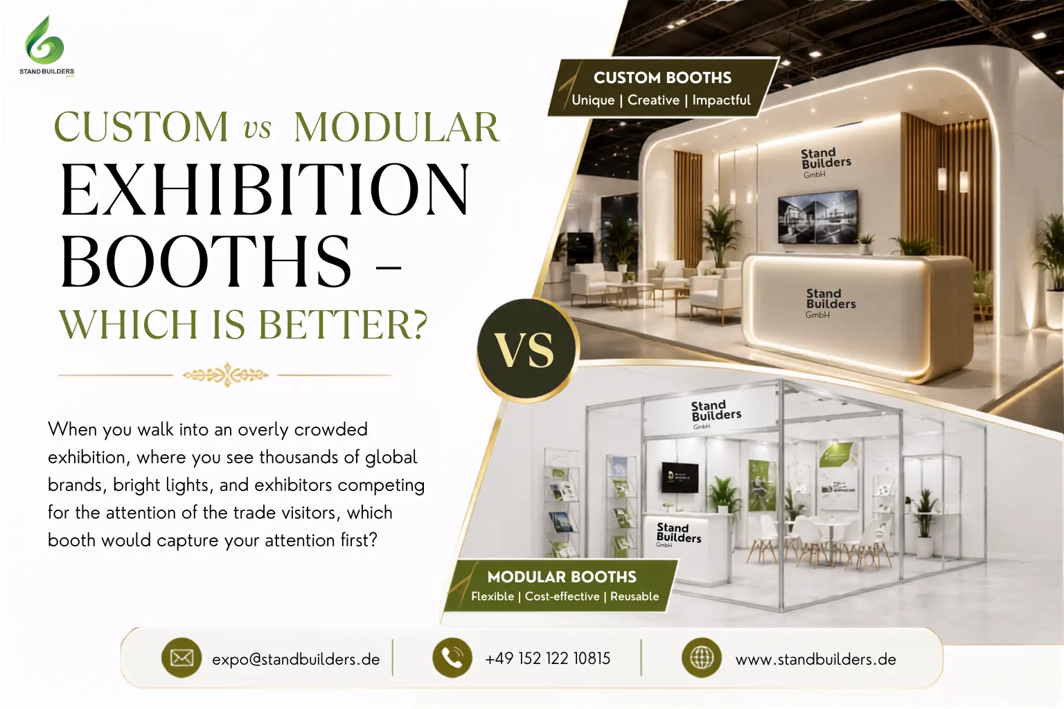 Custom vs Modular Exhibition Booths – Which is better | standbuilders.de